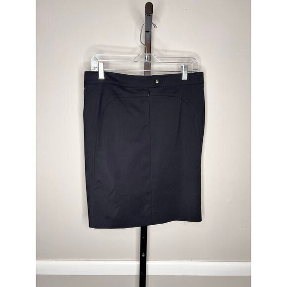 Akris Punto Solid Black Knee Length Stretch Cotton Pencil Skirt Size 8 - Picture 2 of 7